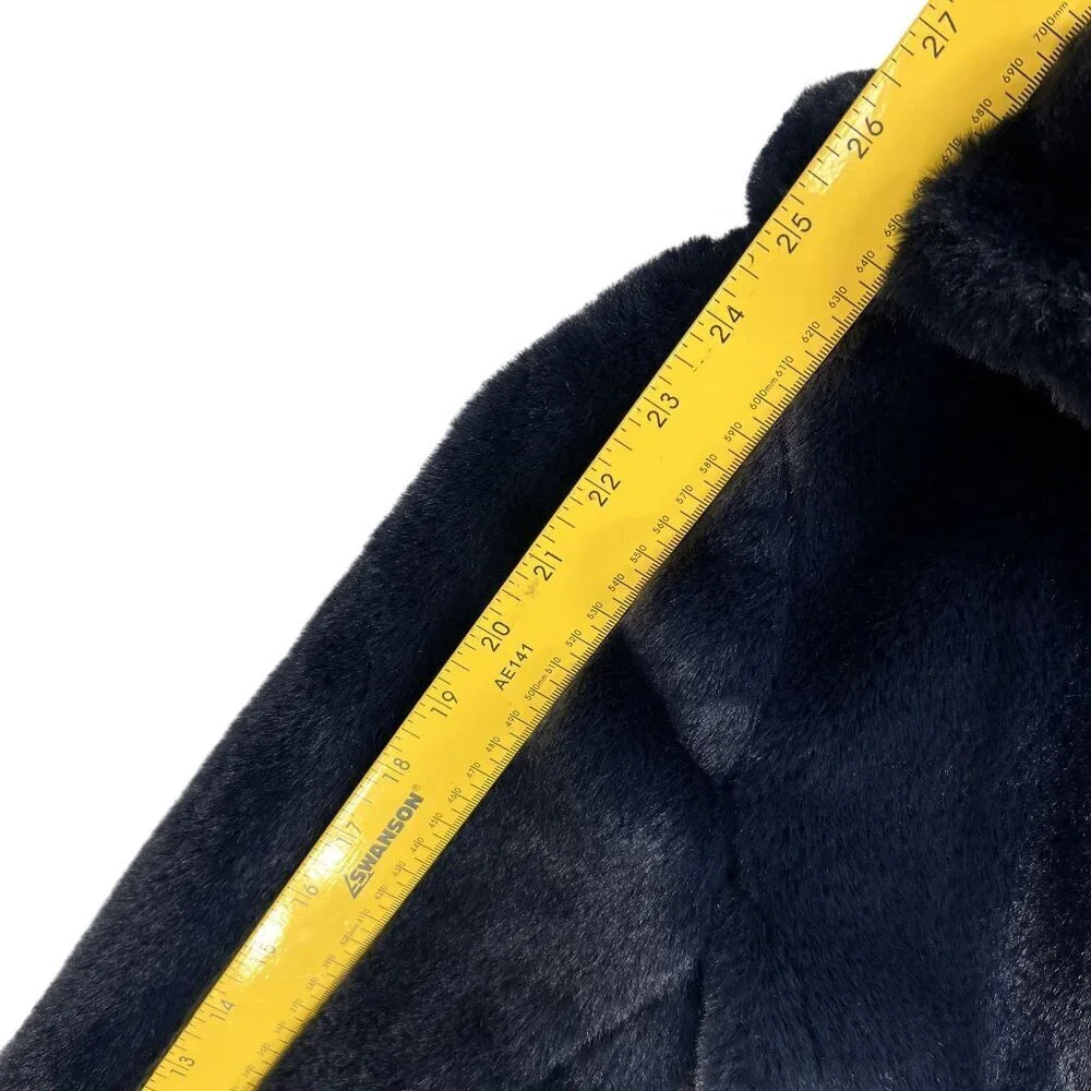 Carolina Belle Montreal Womens XS Black Plush Faux Fur Hooded Teddy Bear Jacket - Picture 9 of 13